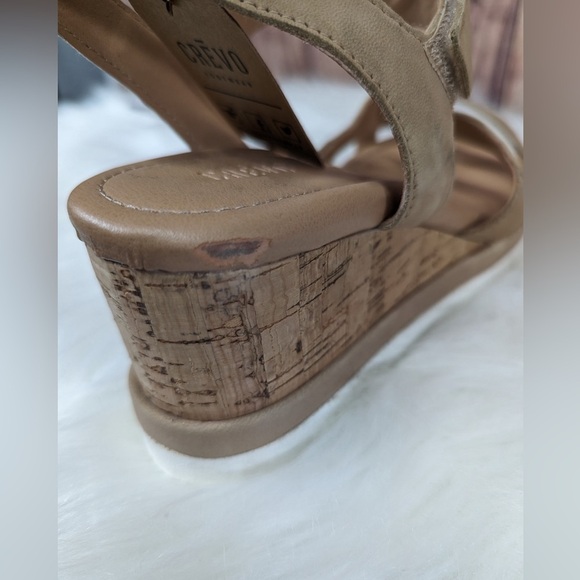 Women’s CREVO Claudia Leather Wedge Sandal In Tan size 9.5 - Picture 7 of 10